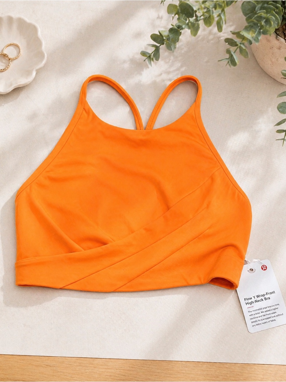 Lululemon Flow Y Wrap Front High Neck Bra Orange Size 6 NWT